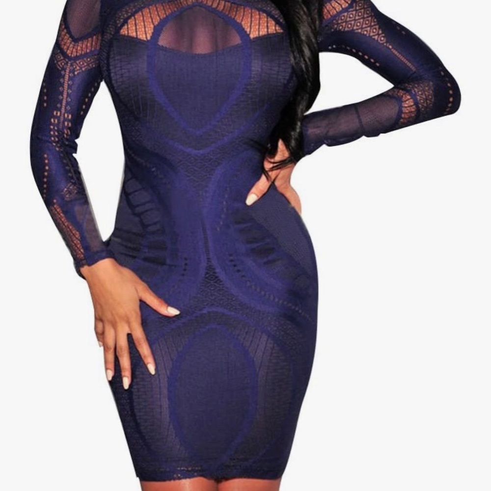 👗 Bodycon Lace Nude Illusion See Through Sleeves